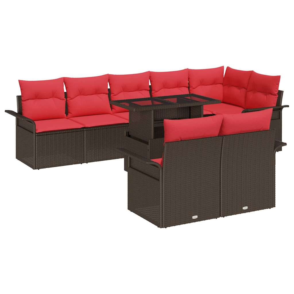 Tuin Sofa Set 9 st 8-Aantal zitplaatsen Bruin Poly Rattan