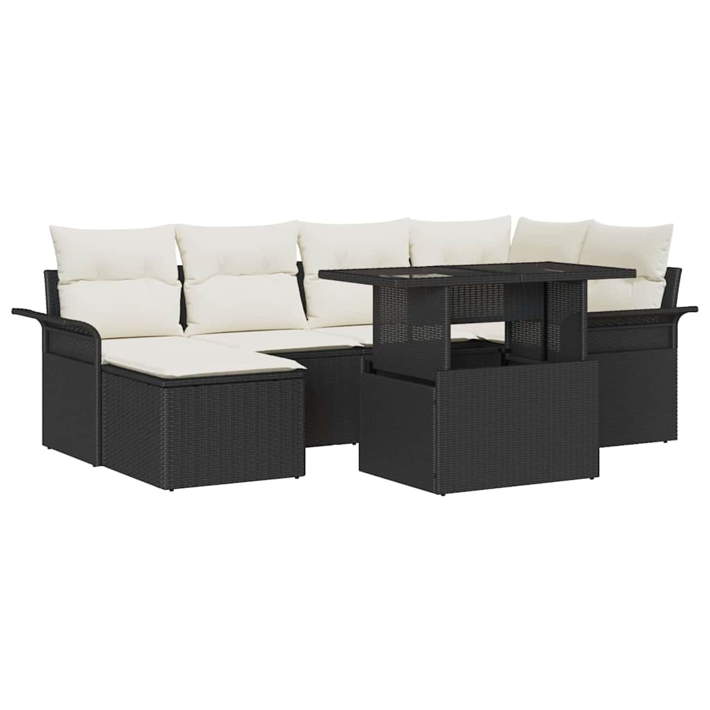 Tuin Sofa Set 7 st Zwart