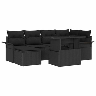Tuin Sofa Set 7 st Zwart