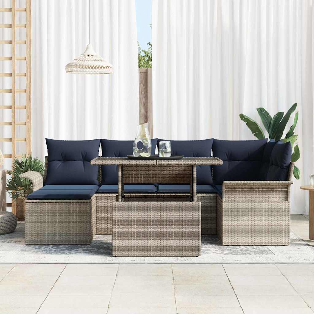 Tuin Sofa Set 7 st Grijs [Synthetisch]: Poly Rattan