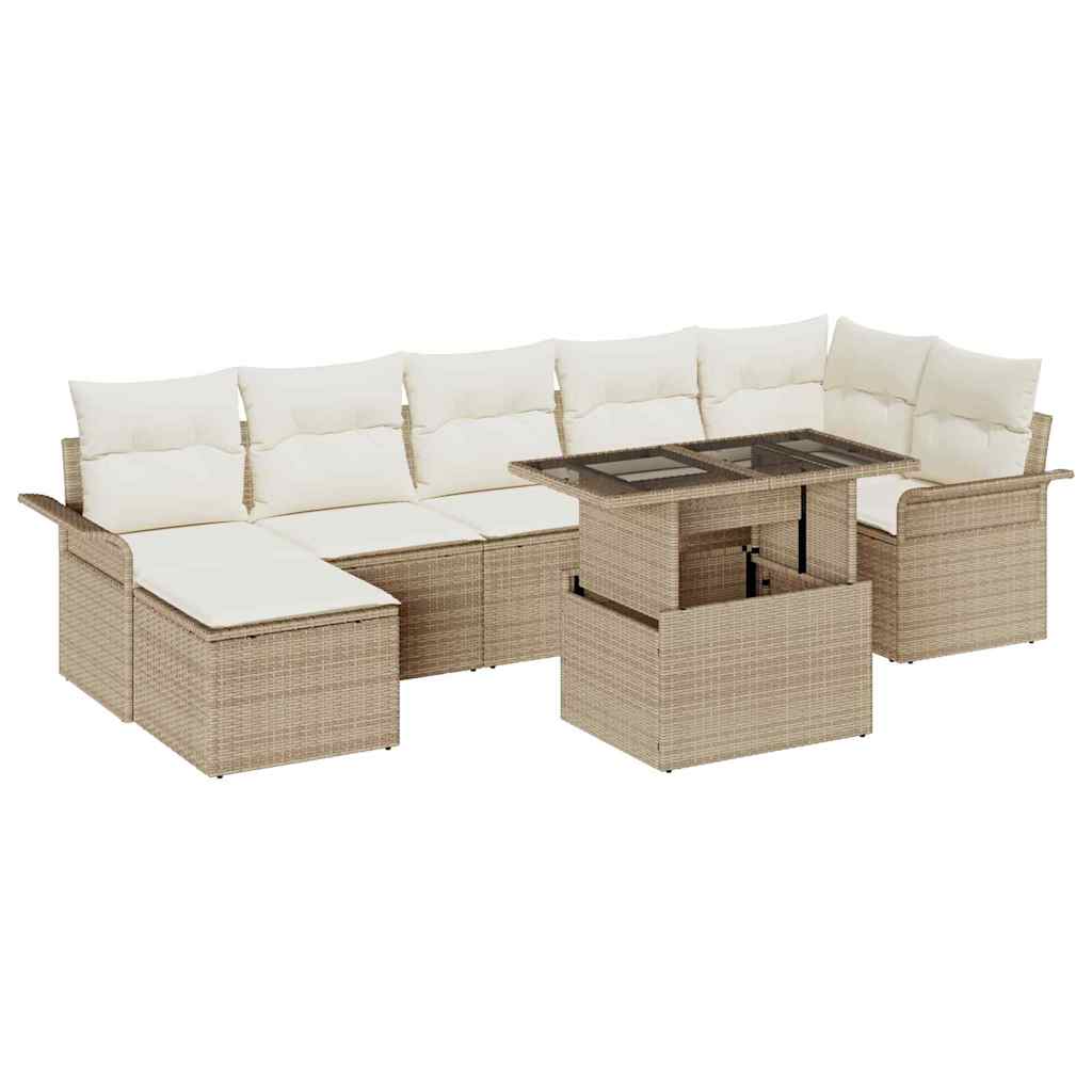 Tuin Sofa Set 8 st Beige [Synthetisch]: Poly Rattan