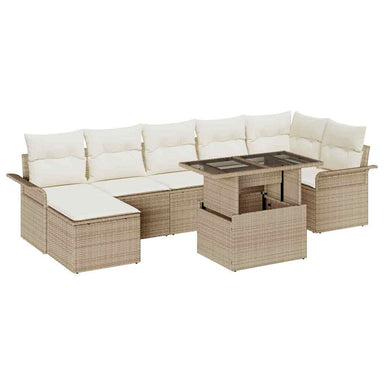 Tuin Sofa Set 8 st Beige [Synthetisch]: Poly Rattan