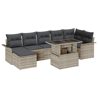 Tuin Sofa Set 8 st Lichtgrijs [Synthetisch]: Poly Rattan