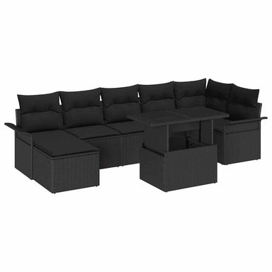 Tuin Sofa Set 8 st Zwart [Synthetisch]: Poly Rattan