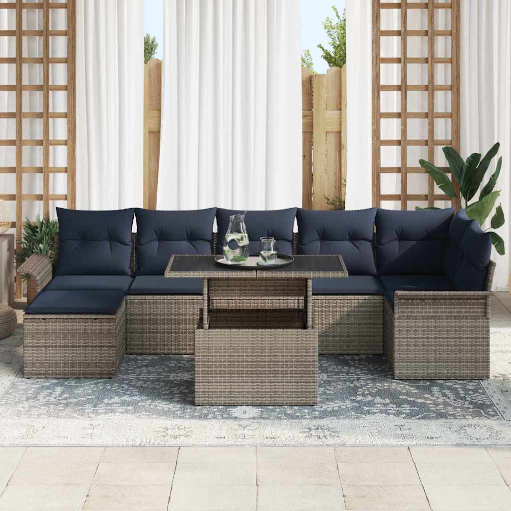 Tuin Sofa Set 8 st Grijs [Synthetisch]: Poly Rattan