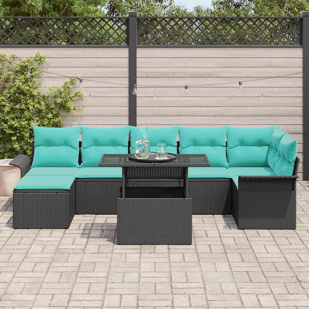 Tuin Sofa Set 8 st Zwart [Synthetisch]: Poly Rattan