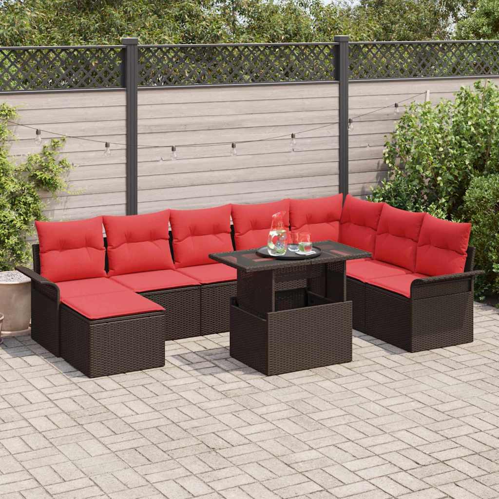 Tuin Sofa Set 9 st Bruin [Synthetisch]: Poly Rattan