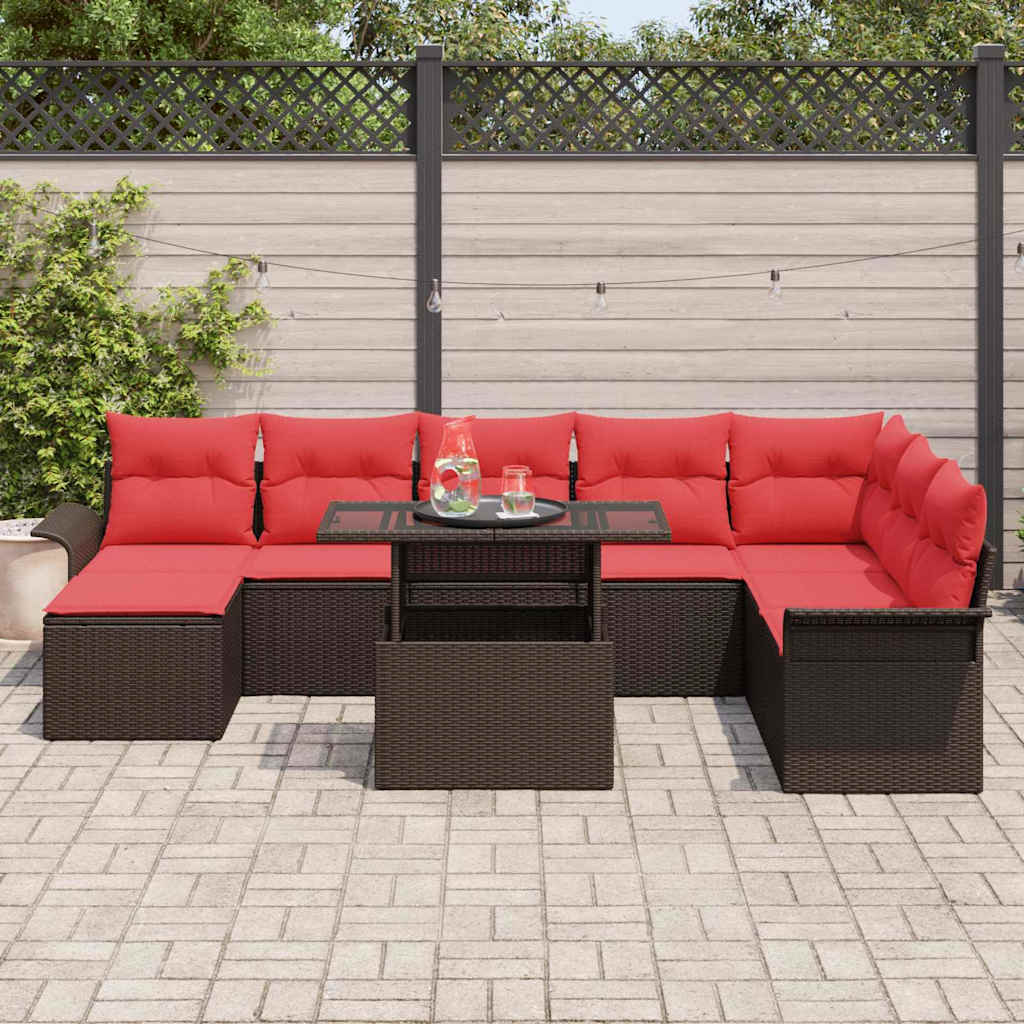 Tuin Sofa Set 9 st Bruin [Synthetisch]: Poly Rattan