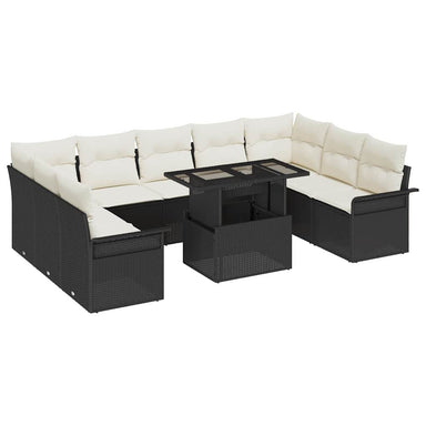 Tuin Sofa Set 10 st Zwart Poly Rattan