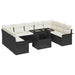 Tuin Sofa Set 10 st Zwart Poly Rattan