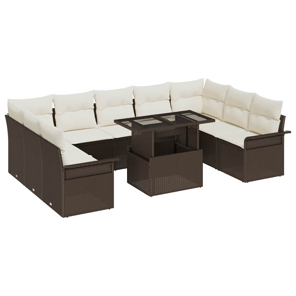 Tuin Sofa Set 10 st Bruin Poly Rattan