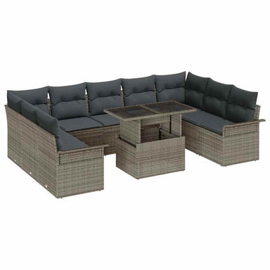 Tuin Sofa Set 10 st Grijs Poly Rattan