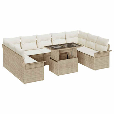 Tuin Sofa Set 10 st Beige Poly Rattan