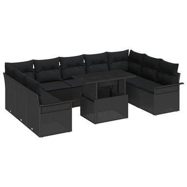Tuin Sofa Set 10 st Zwart Poly Rattan
