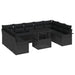 Tuin Sofa Set 10 st Zwart Poly Rattan