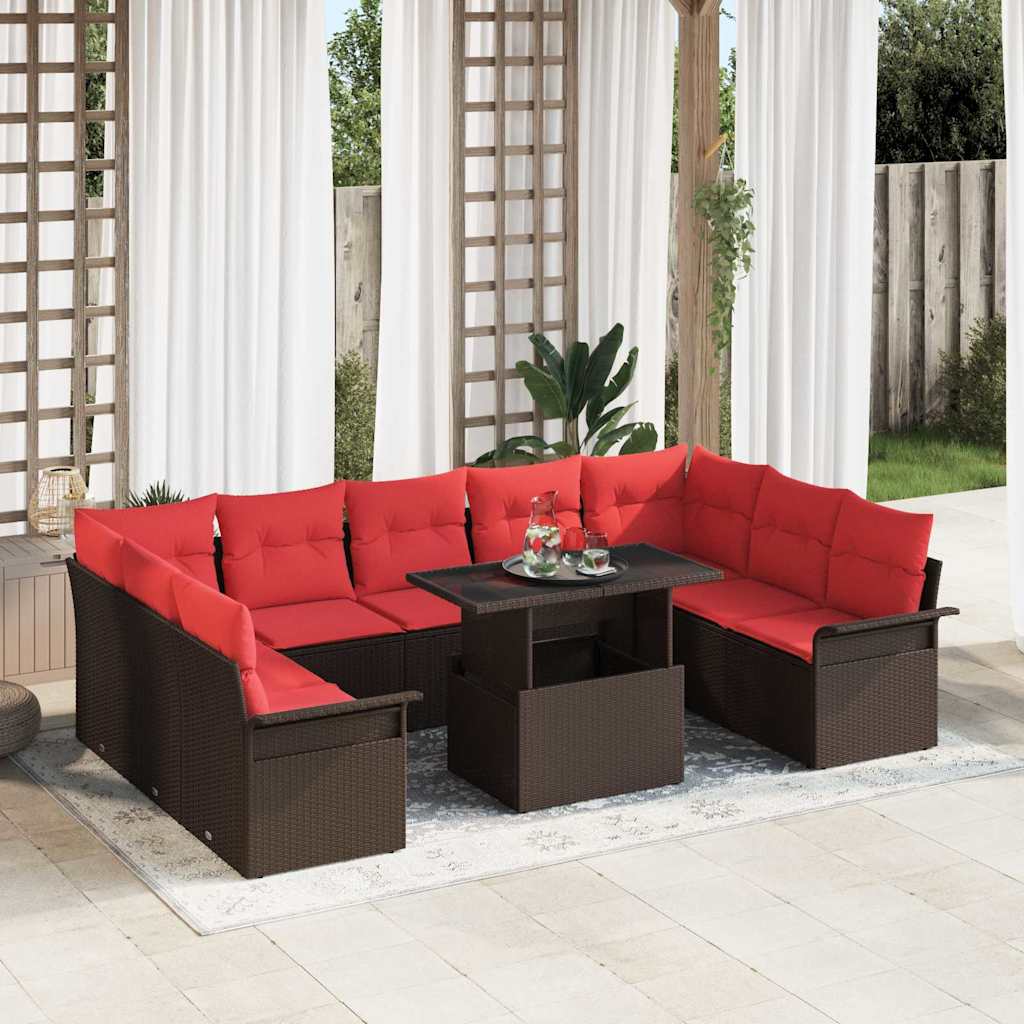 Tuin Sofa Set 10 st Bruin Poly Rattan