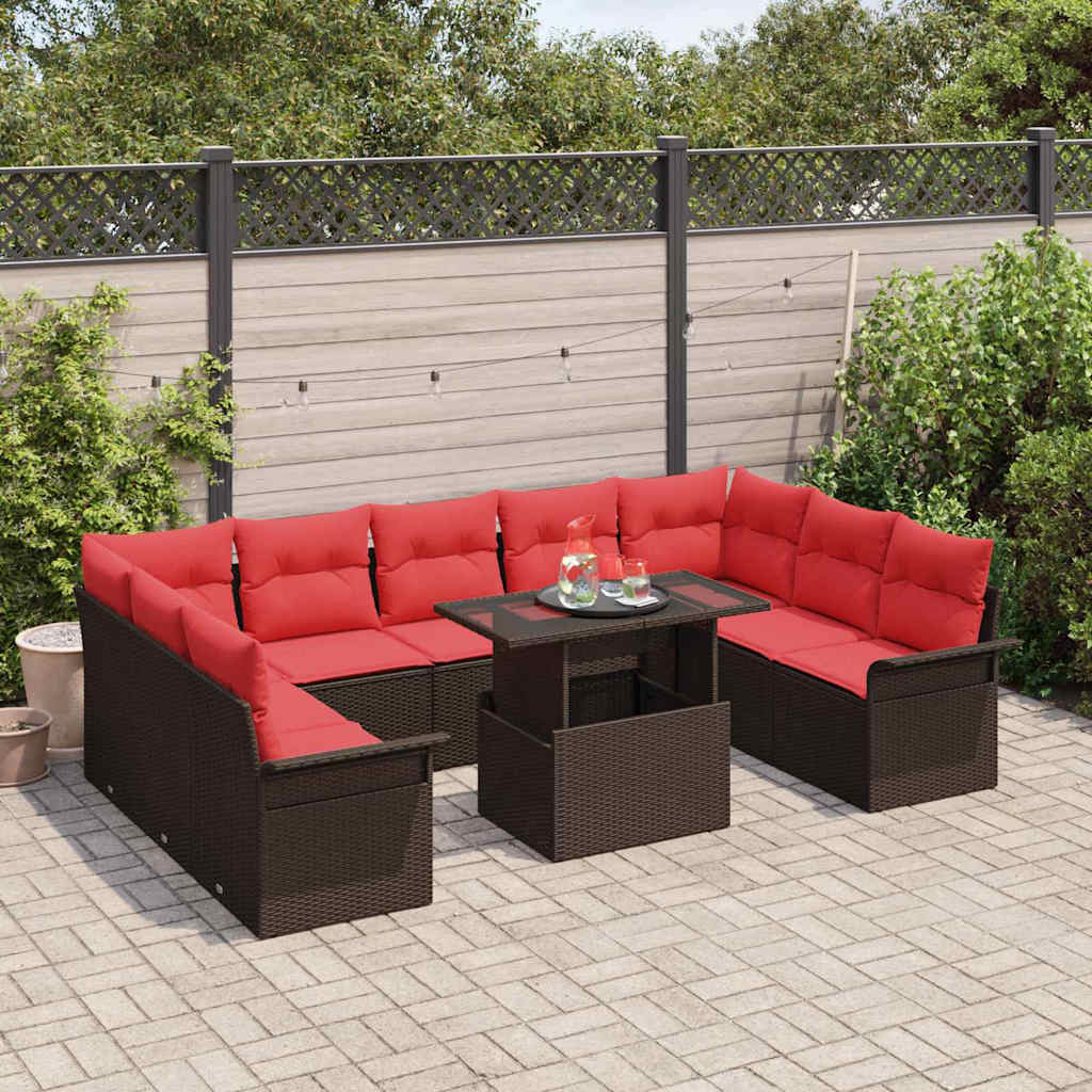 Tuin Sofa Set 10 st Bruin Poly Rattan