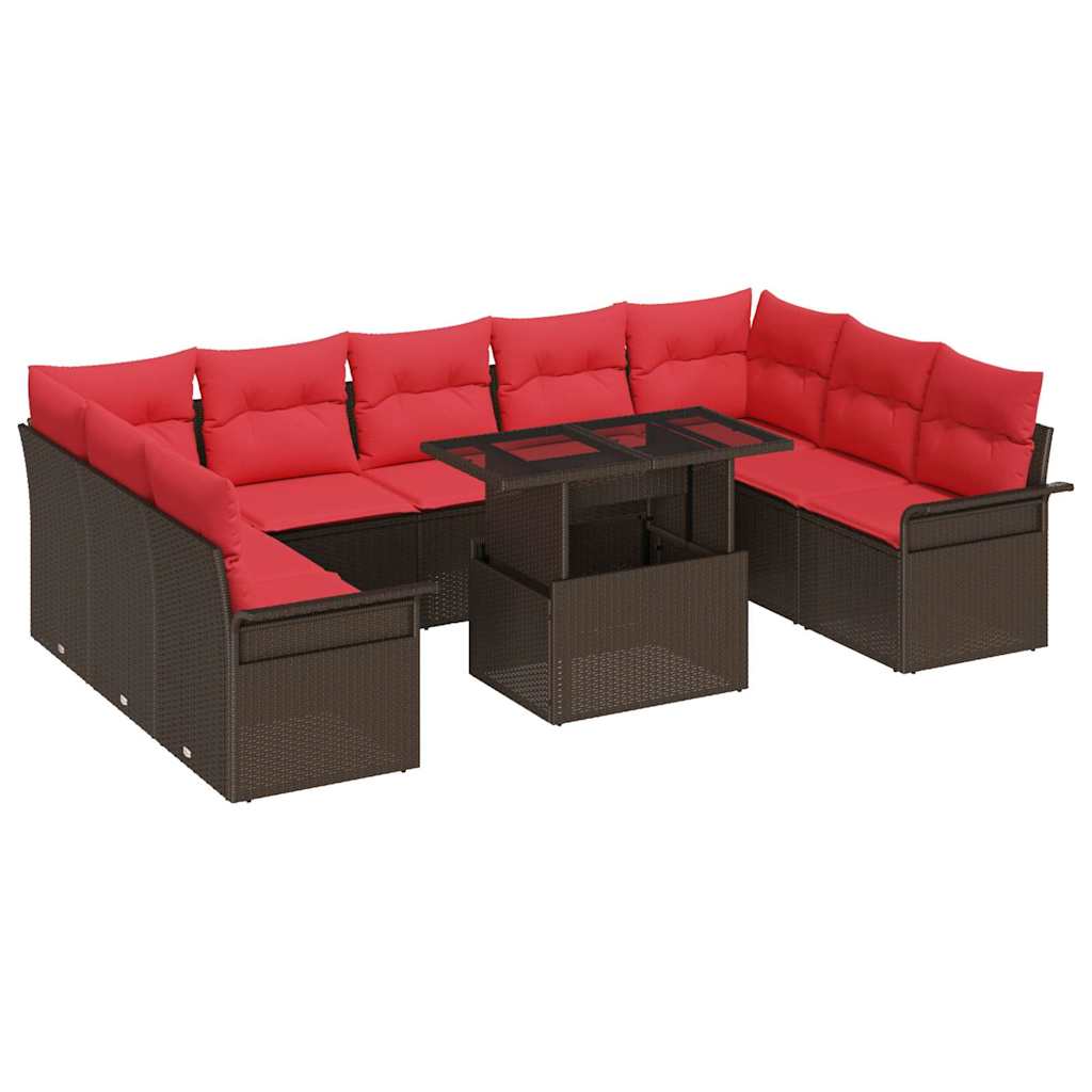 Tuin Sofa Set 10 st Bruin Poly Rattan