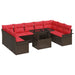 Tuin Sofa Set 10 st Bruin Poly Rattan