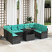 Tuin Sofa Set 10 st Zwart Poly Rattan