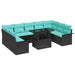 Tuin Sofa Set 10 st Zwart Poly Rattan