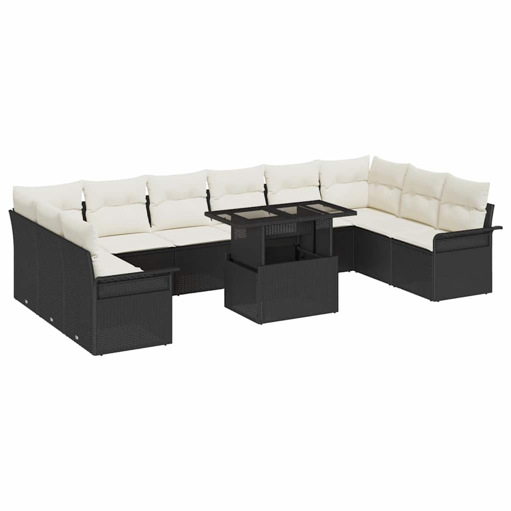 Tuin Sofa Set 11 st Zwart Poly Rattan