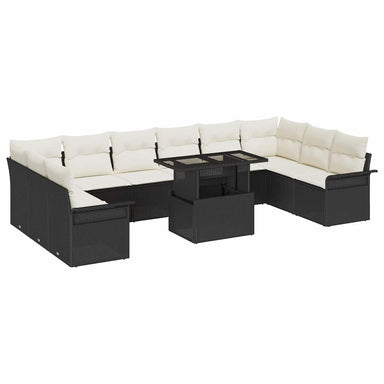 Tuin Sofa Set 11 st Zwart Poly Rattan
