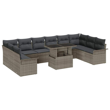 Tuin Sofa Set 11 st Grijs Poly Rattan