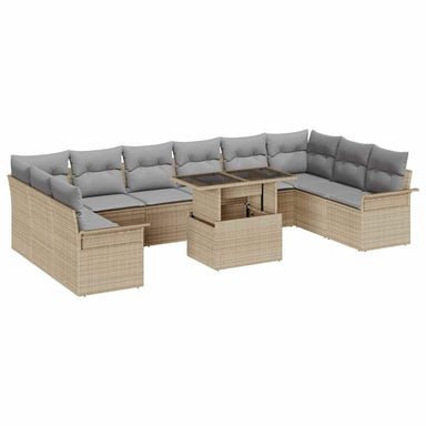 Tuin Sofa Set 11 st Beige Poly Rattan