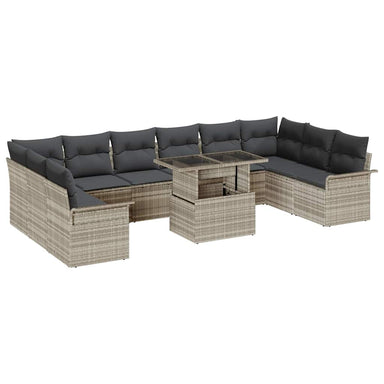 Tuin Sofa Set 11 st Lichtgrijs Poly Rattan