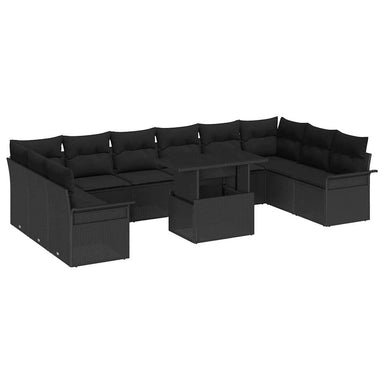 Tuin Sofa Set 11 st Zwart Poly Rattan