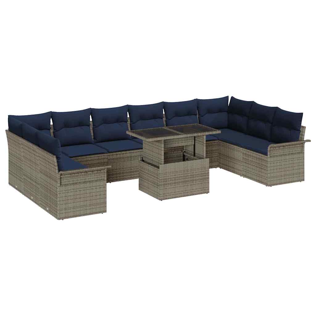 Tuin Sofa Set 11 st Grijs Poly Rattan