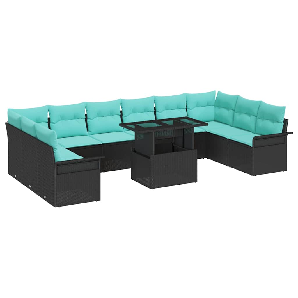 Tuin Sofa Set 11 st Zwart Poly Rattan