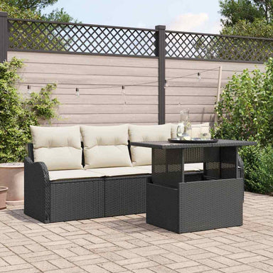 Tuin Sofa Set 5 st 4-Aantal zitplaatsen Zwart Poly Rattan