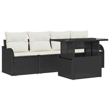 Tuin Sofa Set 5 st 4-Aantal zitplaatsen Zwart Poly Rattan