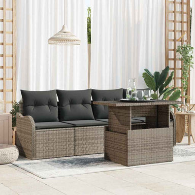 Tuin Sofa Set 5 st 4-Aantal zitplaatsen Grijs Poly Rattan