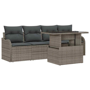 Tuin Sofa Set 5 st 4-Aantal zitplaatsen Grijs Poly Rattan