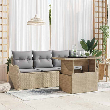 Tuin Sofa Set 5 st 4-Aantal zitplaatsen Beige Poly Rattan