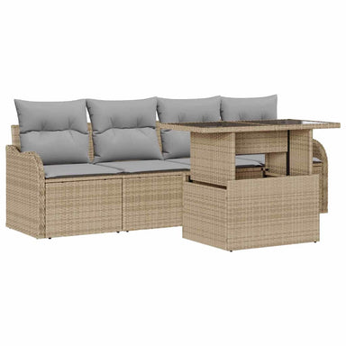 Tuin Sofa Set 5 st 4-Aantal zitplaatsen Beige Poly Rattan