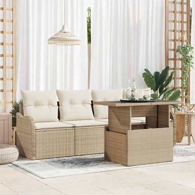 Tuin Sofa Set met kussen met kussen 5 pcs Beige Poly Rattan