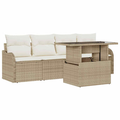 Tuin Sofa Set met kussen met kussen 5 pcs Beige Poly Rattan