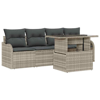 Tuin Sofa Set 5 st 4-Aantal zitplaatsen Lichtgrijs Poly Rattan