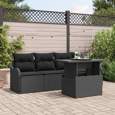 Tuin Sofa Set 5 st 4-Aantal zitplaatsen Zwart Poly Rattan