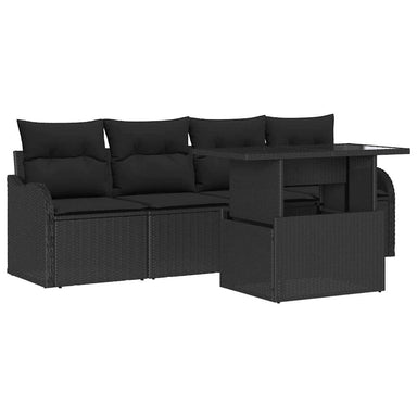 Tuin Sofa Set 5 st 4-Aantal zitplaatsen Zwart Poly Rattan
