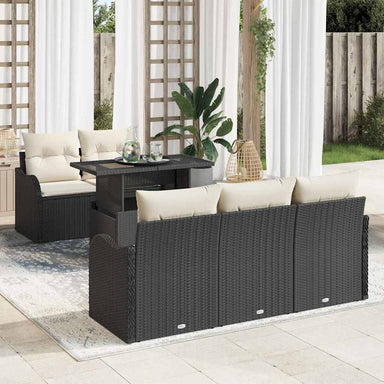 Tuin Sofa Set 6 st Zwart Poly Rattan
