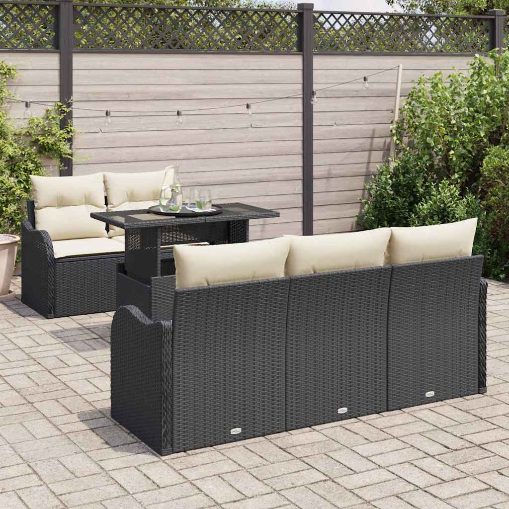 Tuin Sofa Set 6 st Zwart Poly Rattan