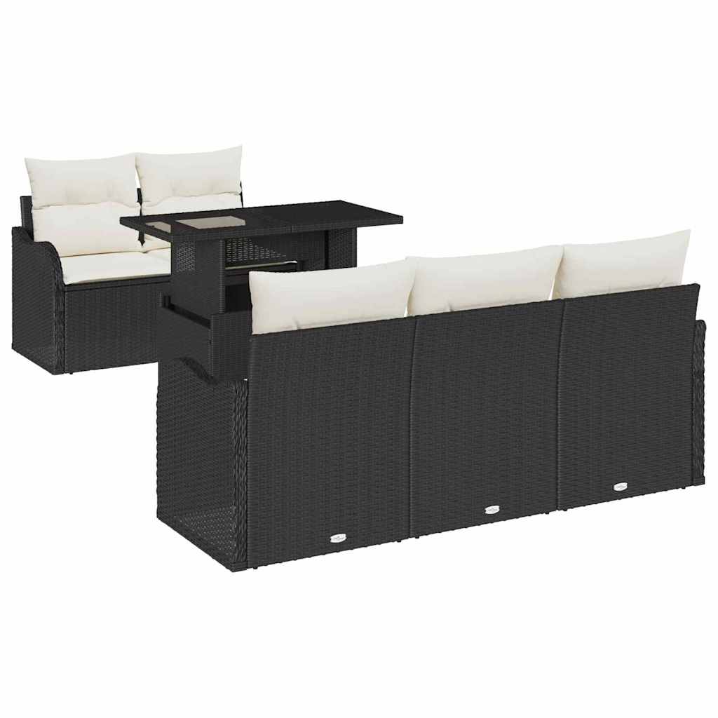 Tuin Sofa Set 6 st Zwart Poly Rattan
