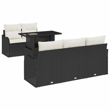 Tuin Sofa Set 6 st Zwart Poly Rattan