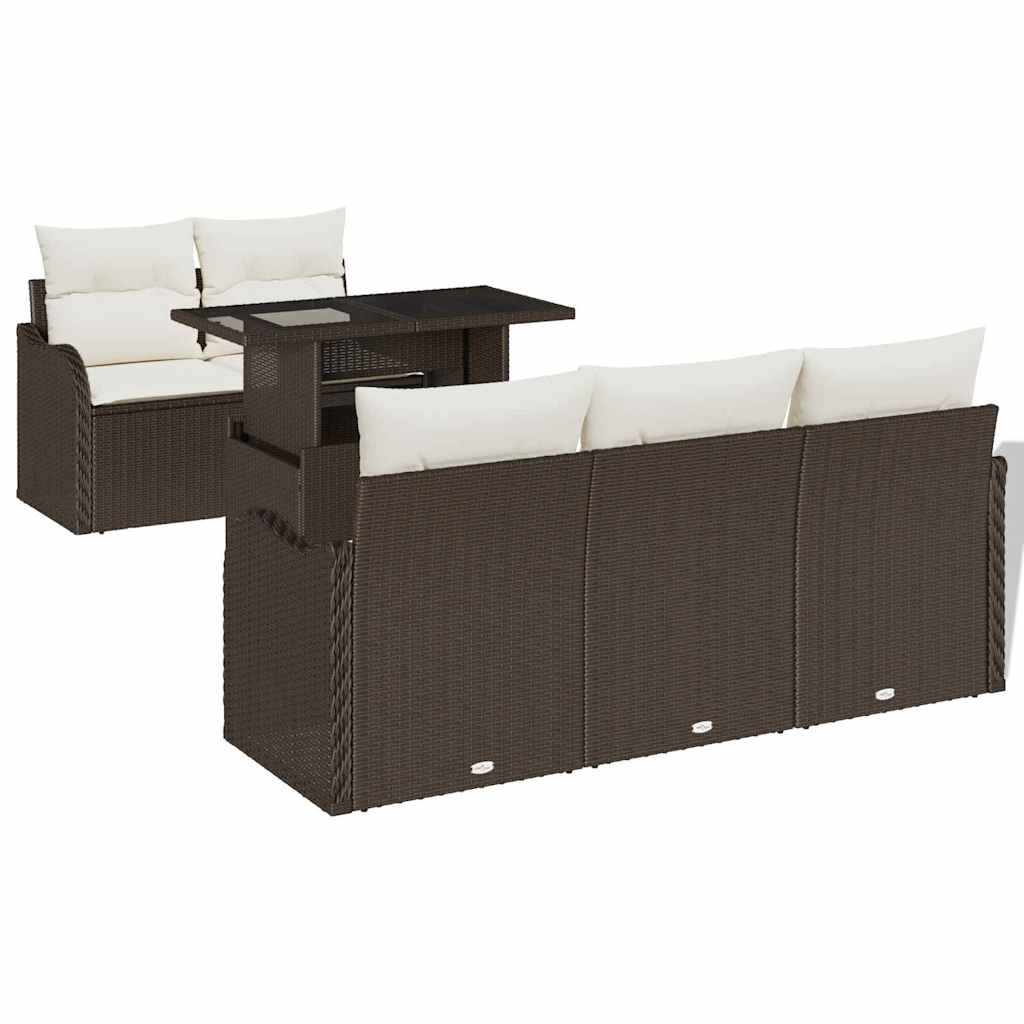 Tuin Sofa Set 6 st Bruin Poly Rattan