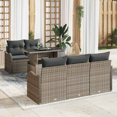 Tuin Sofa Set 6 st Grijs Poly Rattan